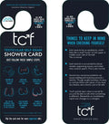 TCF testicular self-exam shower card, front and back