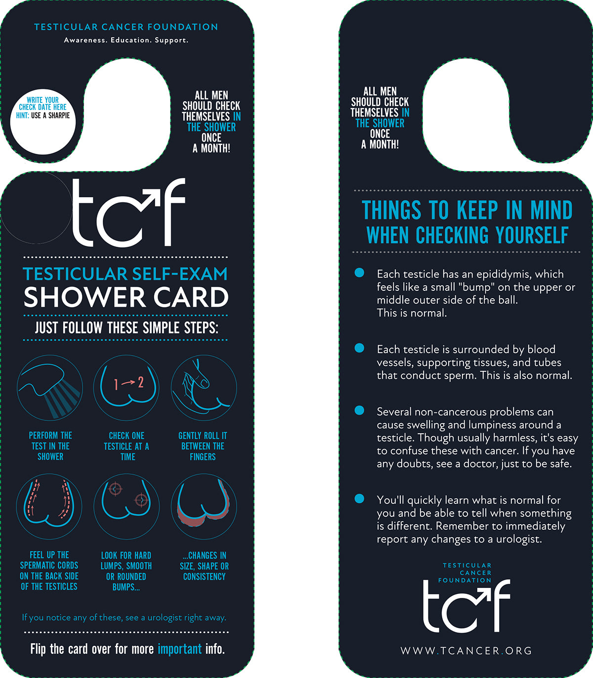 Testicular Self-Exam Shower Cards